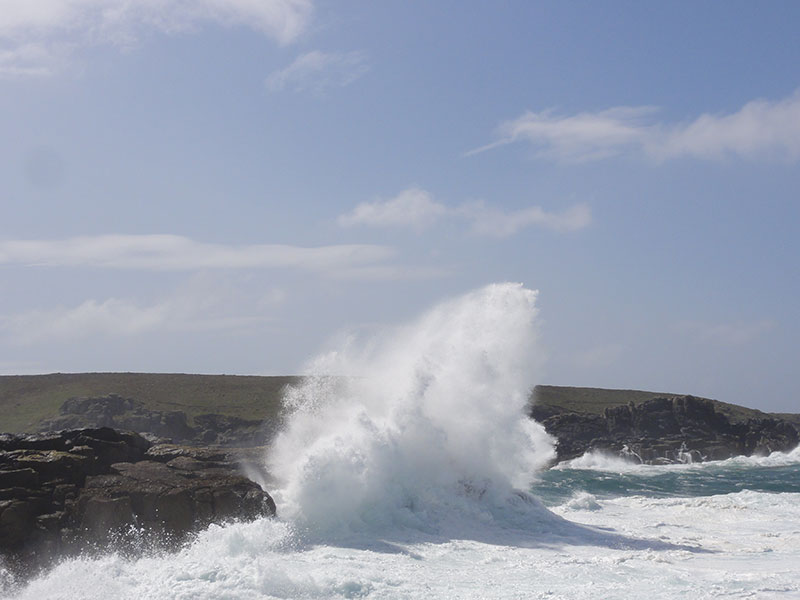 Waves crashing near Soleil D'or Guest House in Bryher Isles of Scilly